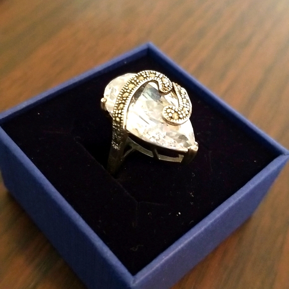 Ring CZ silver and hematite ring - Picture 3 of 10